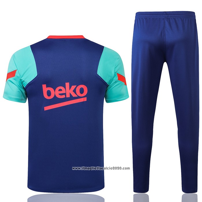 Tuta da Track FC Barcellona Manica Corta 2021 Blu